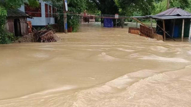 আখাউড়ায় বন্যার পানি বাড়ায় দুর্ভোগে দুর্গত এলাকার মানুষ