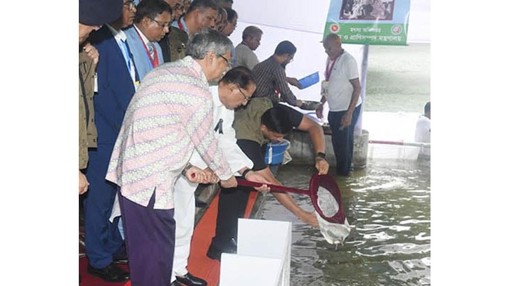 বঙ্গভবনের পুকুরে মাছের পোনা অবমুক্ত করলেন রাষ্ট্রপতি